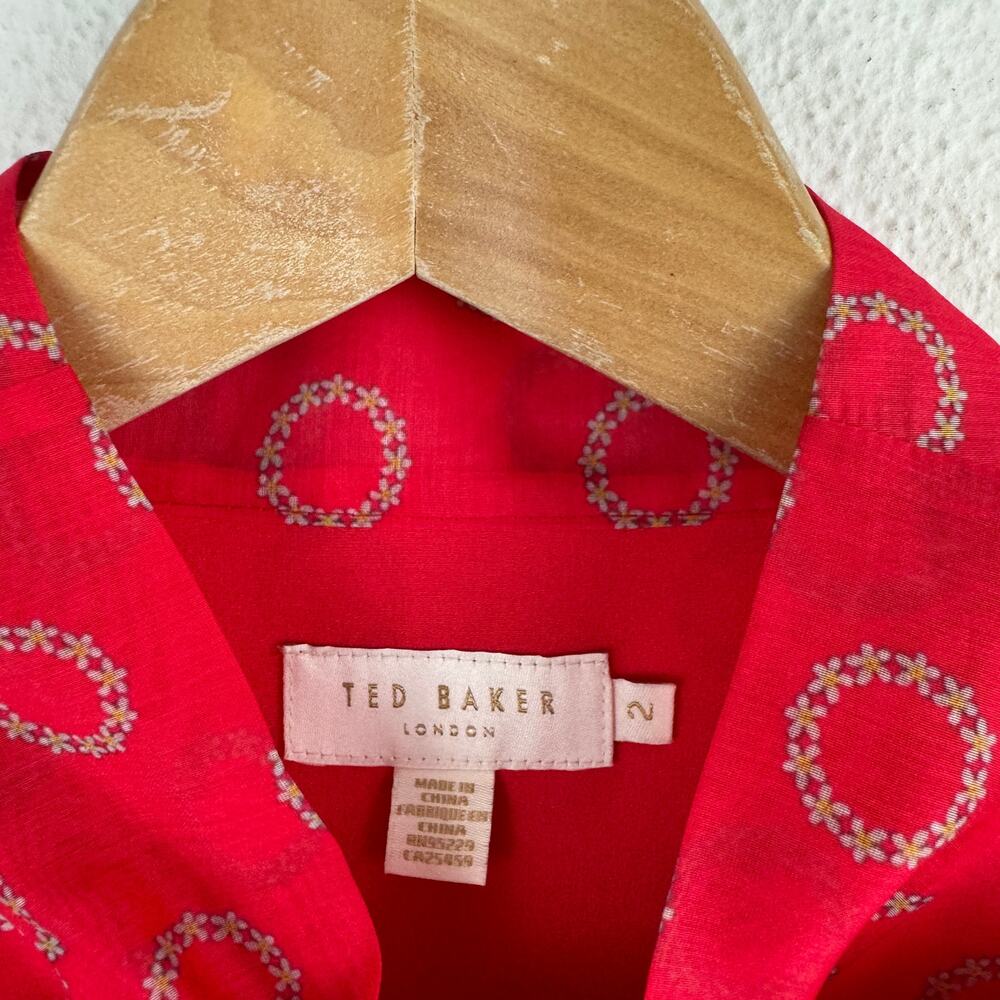 Ted Baker Tie Neck Circle Print Mini Dress - Picture 6 of 8